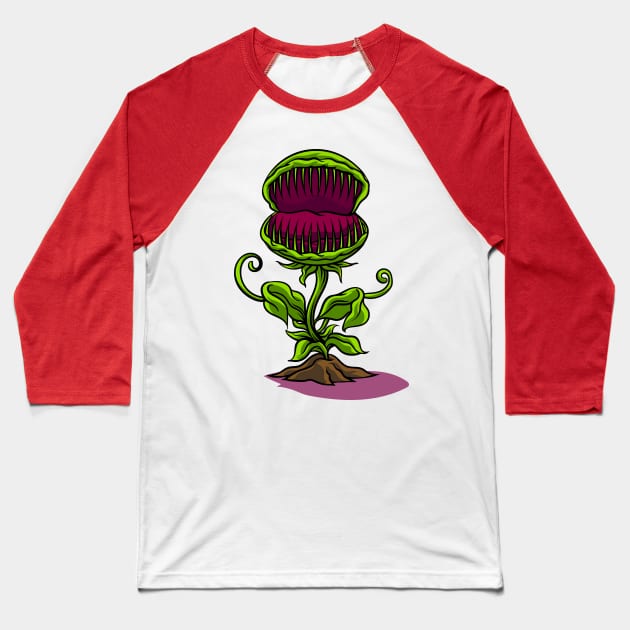 Fly trap Cartoon Illustration Baseball T-Shirt by Mako Design 